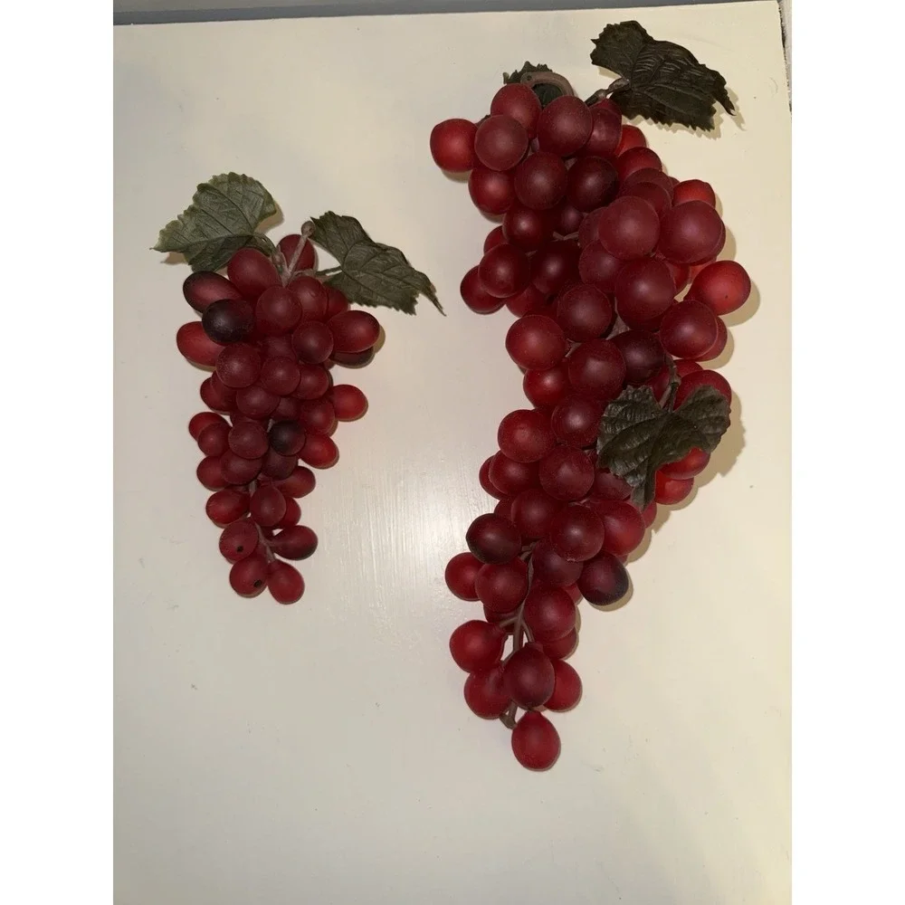 Vintage Dark Red Grape‎ Clusters Plastic Lot Of 2 Realistic Lightweight